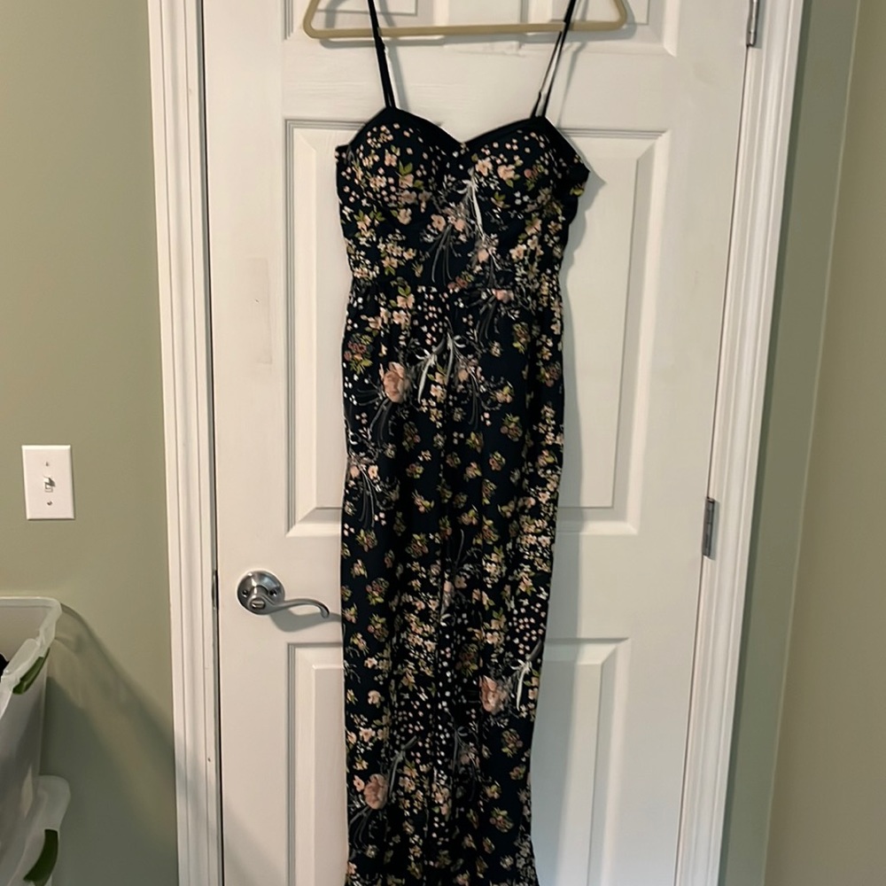 Navy Blue Floral Jumpsuit - Worn Once